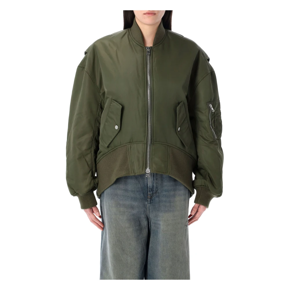 JW Anderson Olijfkleurige Oversized Bomberjack Green Dames