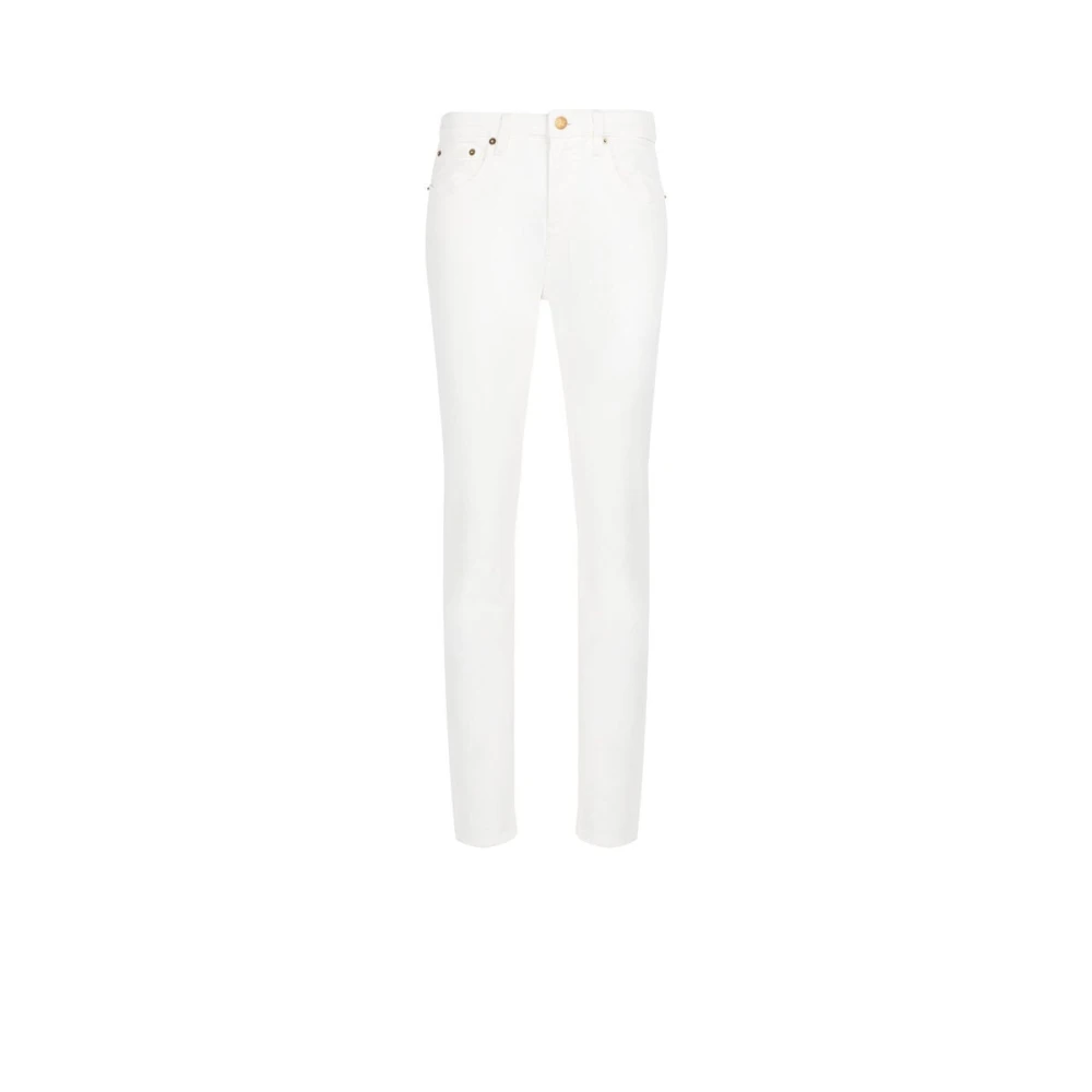 Roberto Cavalli Beige Wash Skinny Jeans Mid-Rise White Dames