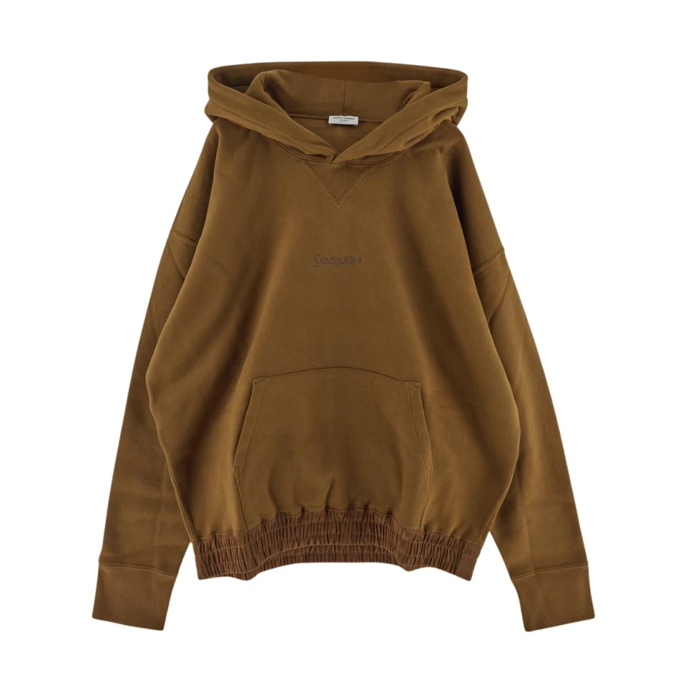 Saint Laurent Katoenen Logo Hoodie Green Heren