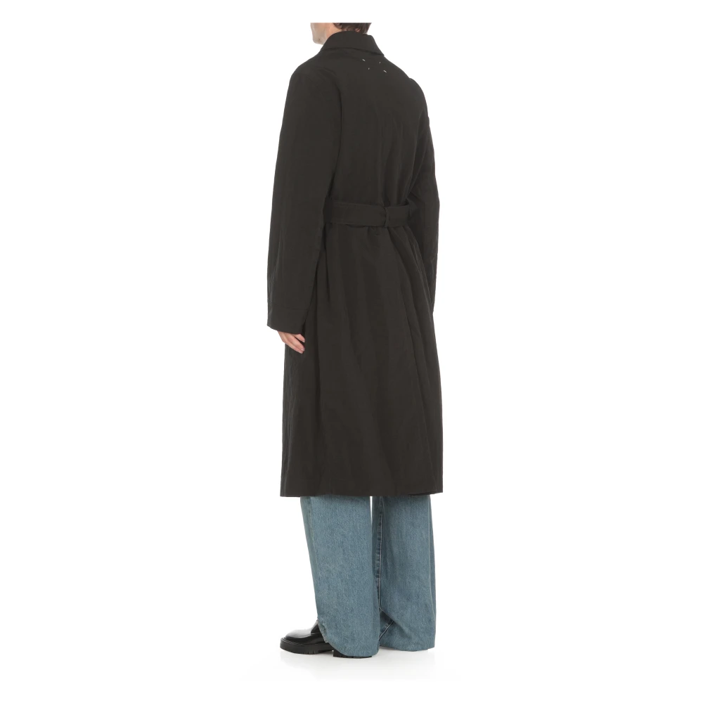 Maison Margiela Zwarte Jas Kraag Lange Mouwen Knopen Black Heren