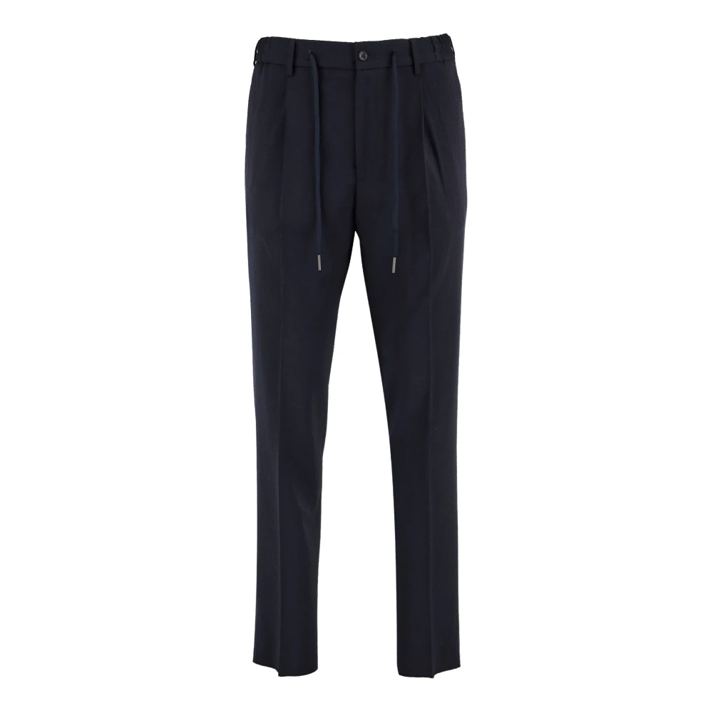 Tagliatore Men's Blue Slim-Fit Trousers, Xl, Newman Stretch Wool Trousers