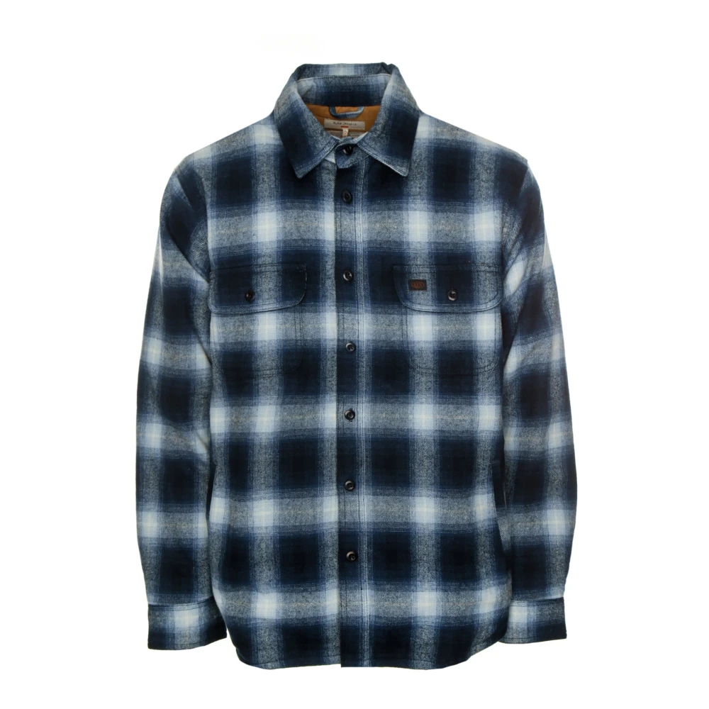 Nudie Jeans Gewatteerd Shadow Check Overshirt Blue Heren