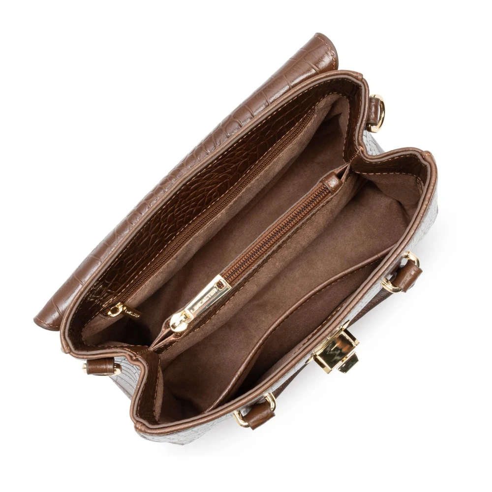 Lancaster Flap Handtas met Metalen Sluiting Brown Dames