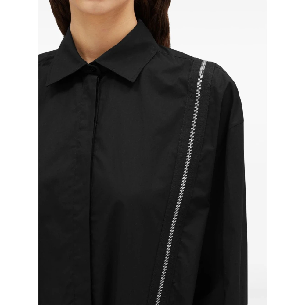 Msgm Klassieke Zwarte Blouse met Zijritsen Black Dames
