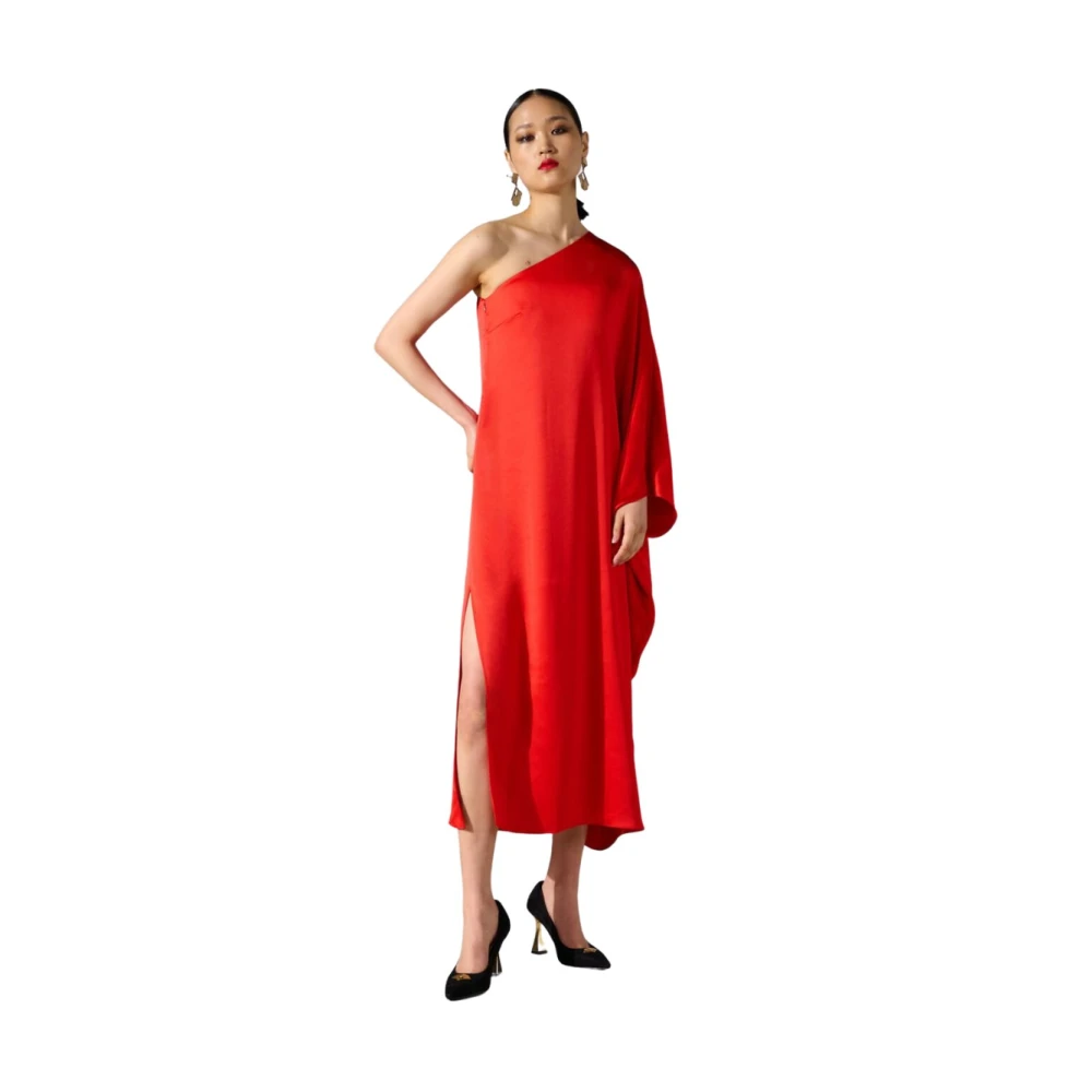Karl Lagerfeld Red One-Shoulder Ceremonial Dress - Female - Midi Dresses - Xs - Dresses