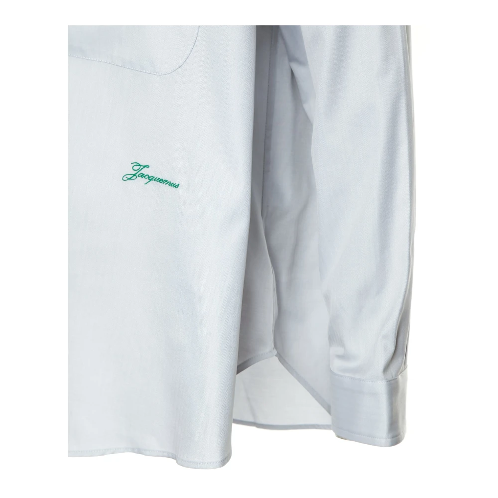 Jacquemus Asymmetrisch Oversized Shirt met Knoopdetail Blue Heren