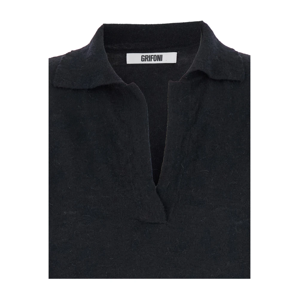 Mauro Grifoni Zwarte Polo Gebreid T-shirt Black Dames