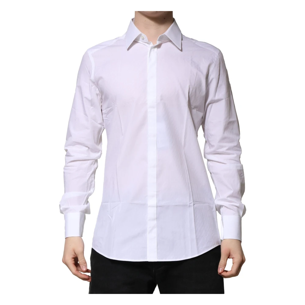 Dolce & Gabbana Formal Shirts, Male, M, Cotton Gold Formal Shirt White