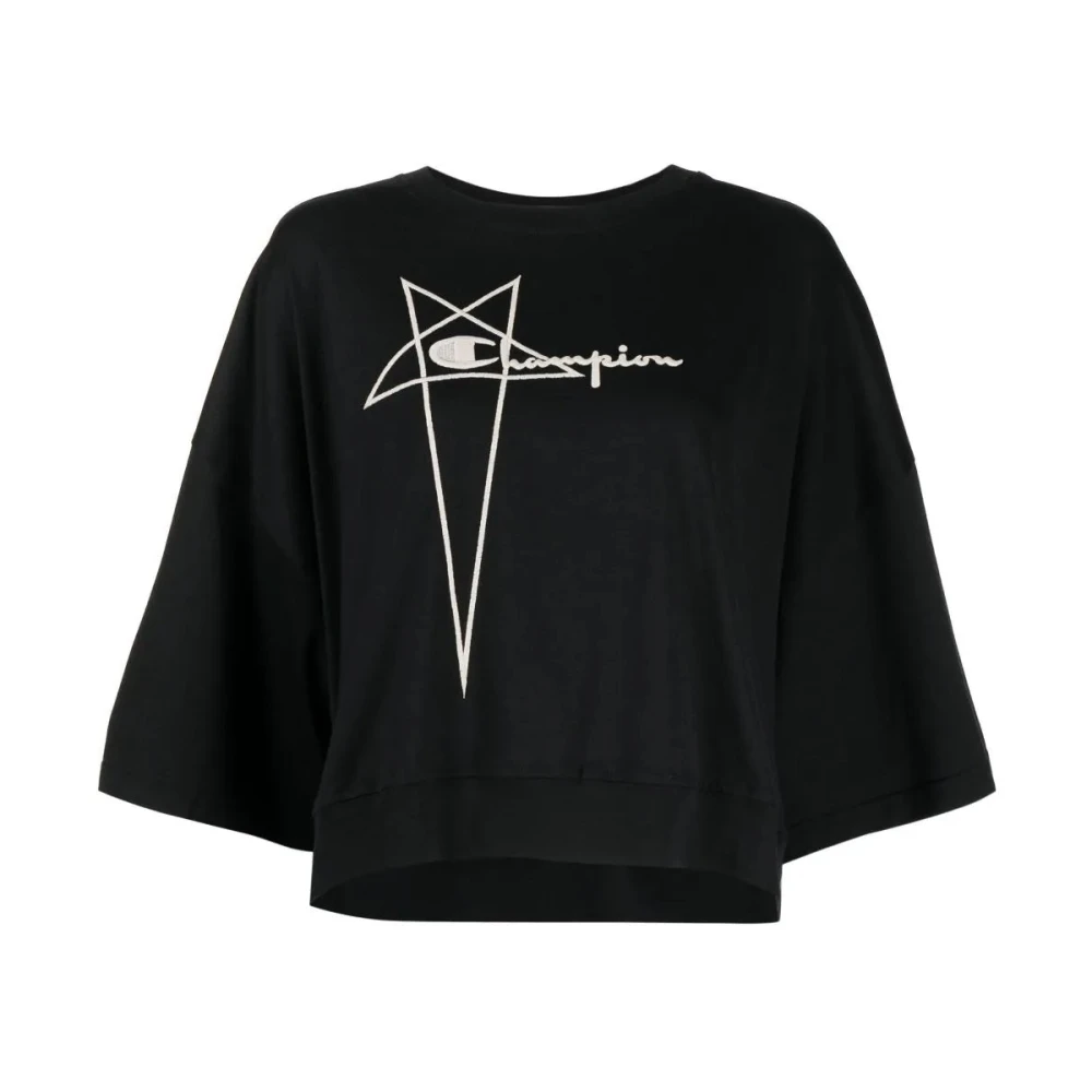 Rick Owens Black Long Sleeve T-Shirts, Female, M, Tommy Tee Cropped