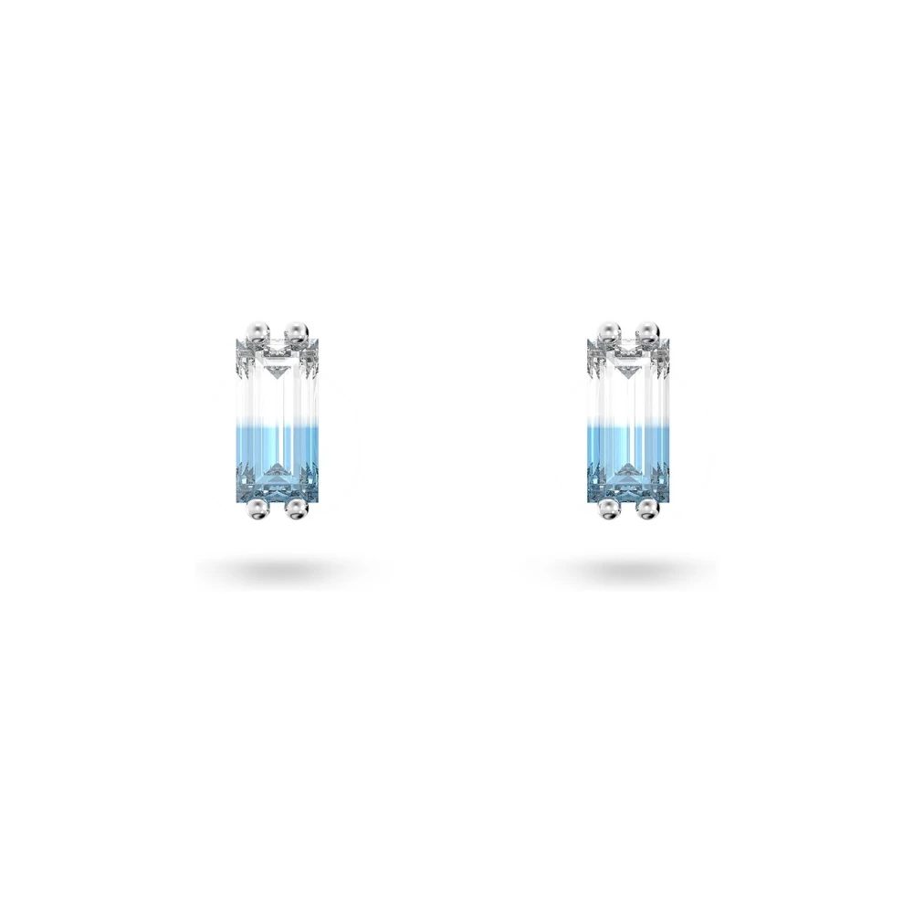 Swarovski Stilla Silver + Blue Stud Earrings - Image 4