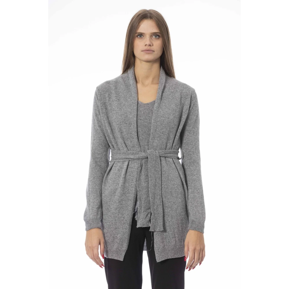 Baldinini Trendy Cardigan met Riem en Monogram Gray Dames