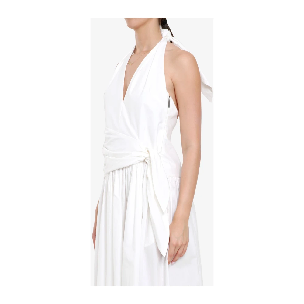 Msgm Witte Katoenen Poplin Mouwloze Jurk White Dames