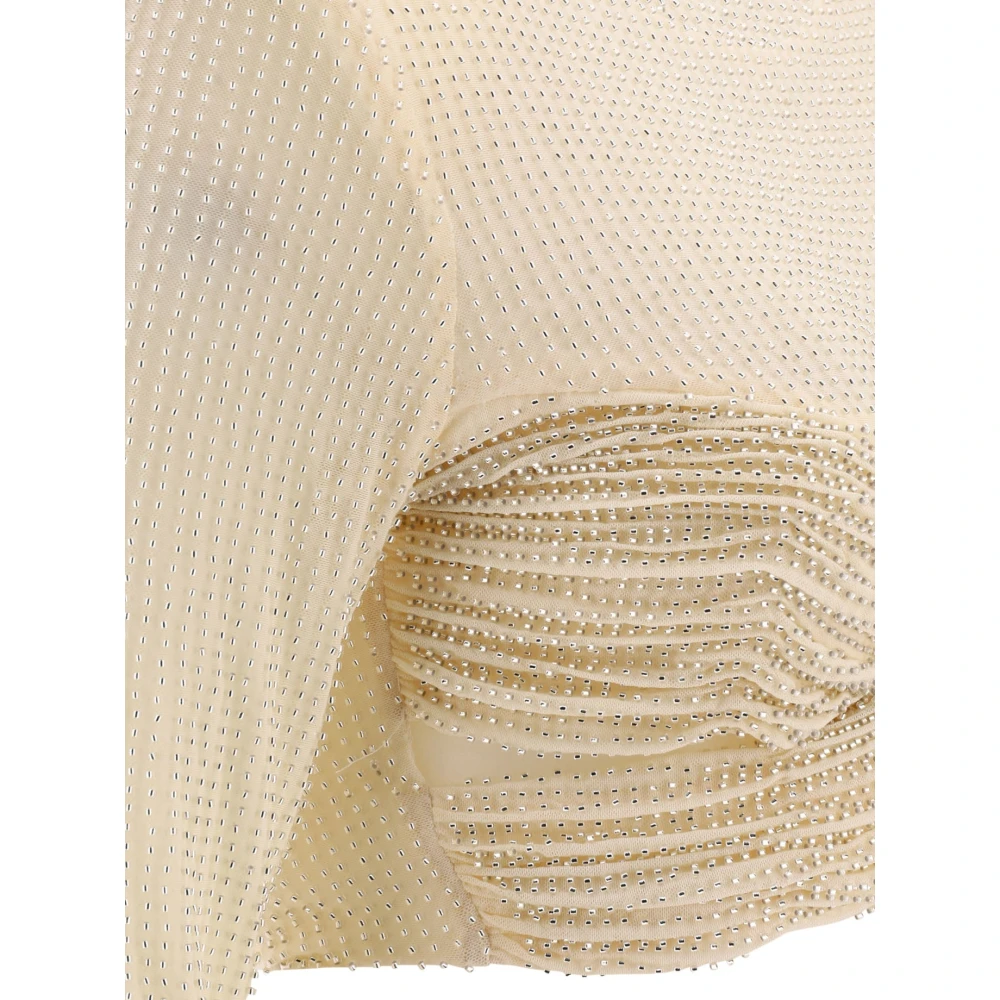 Self Portrait Beaded Mesh Top Beige Dames