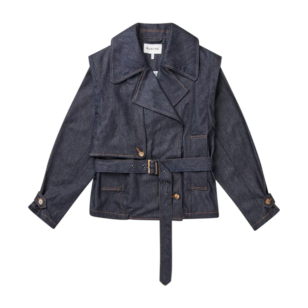 Munthe Denim trenchcoat met afneembare mouwen Blue Dames