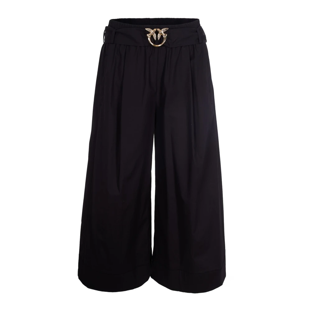 Pinko Women's Black Bermuda Love Birds - Wide Trousers - M- Trousers