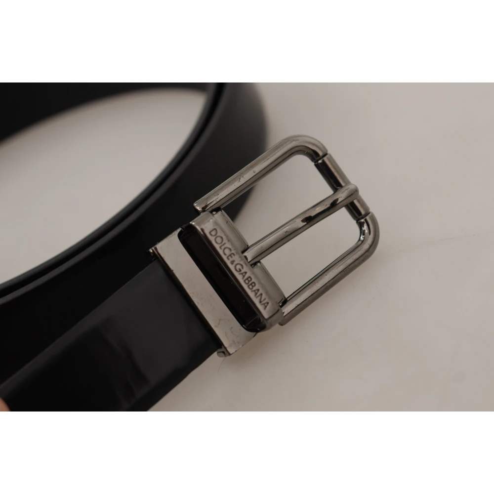 Dolce & Gabbana Stijlvol Zwart Leren Riem met Metalen Gesp Black Dames