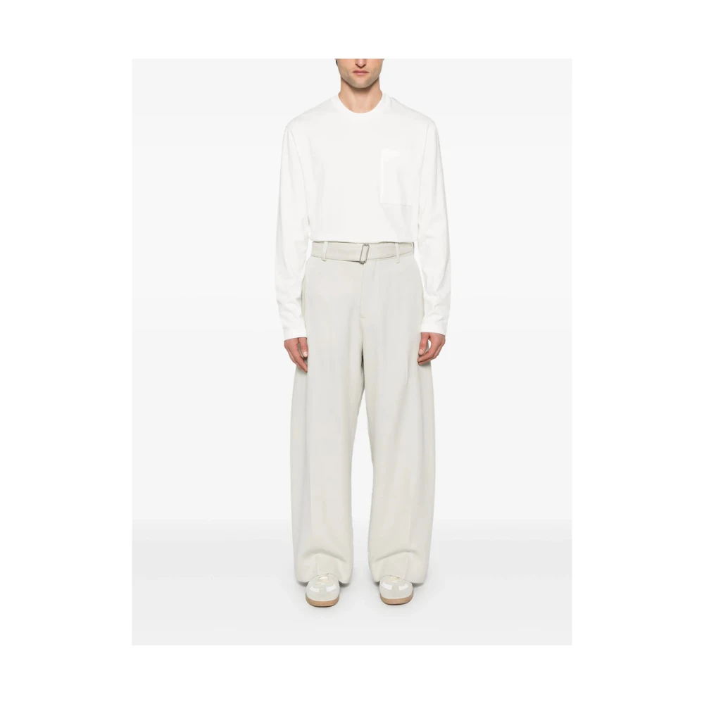 Studio Nicholson Beige Riem Taille Knoopbroek Beige Heren