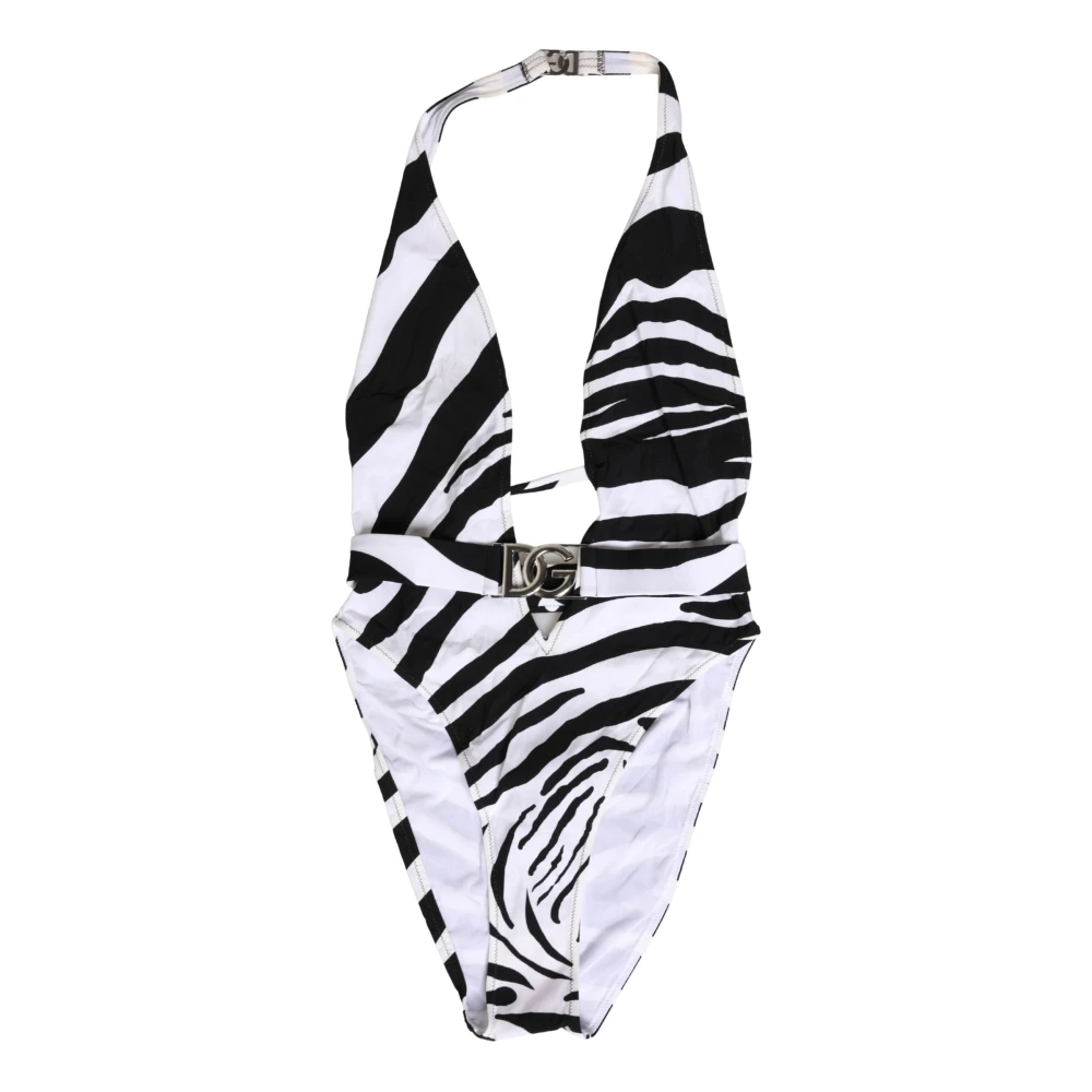 Dolce & Gabbana , Swimsuits, Female, Black, Xs, Deep V-Neck One Piece