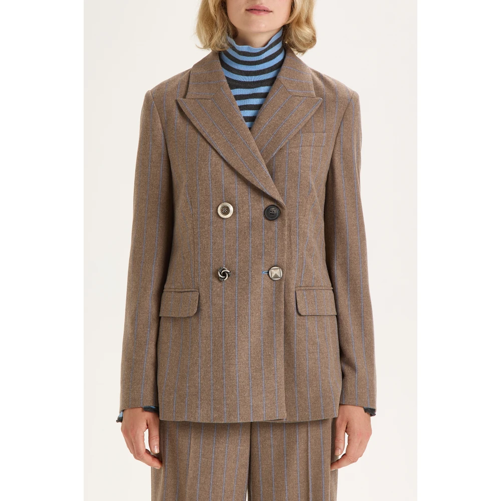 Maliparmi Gestreepte Blazer Gray Dames