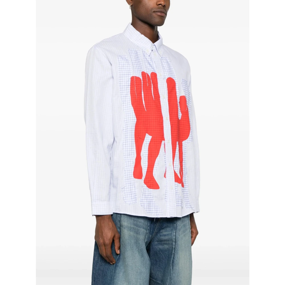 Henrik Vibskov Kleur blok overhemd met artistieke details White Heren