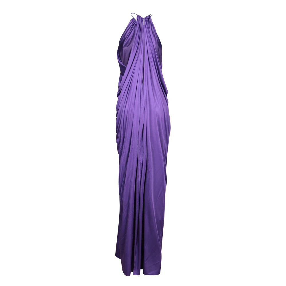 Tom Ford Elegante Halter Viscose Maxi Jurk Purple Dames