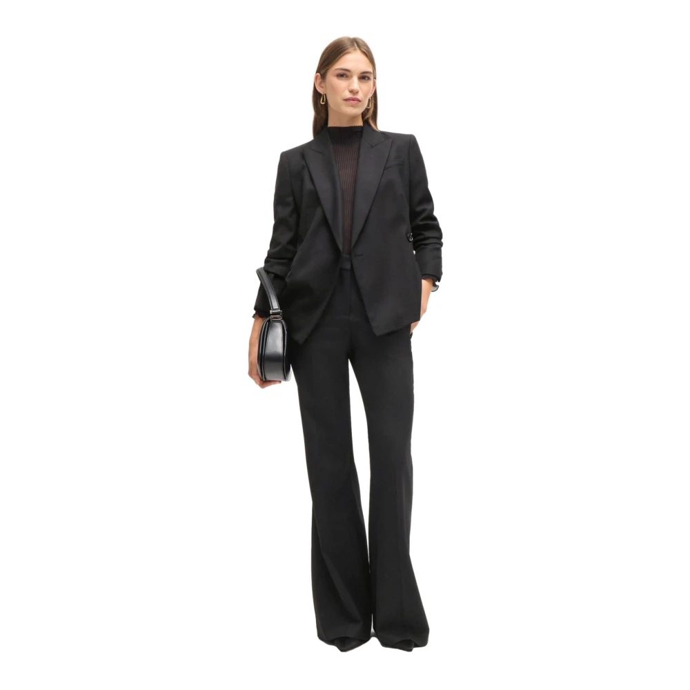 Hugo Boss Formele Flared Broek in Zwart Wol Twill Black Dames