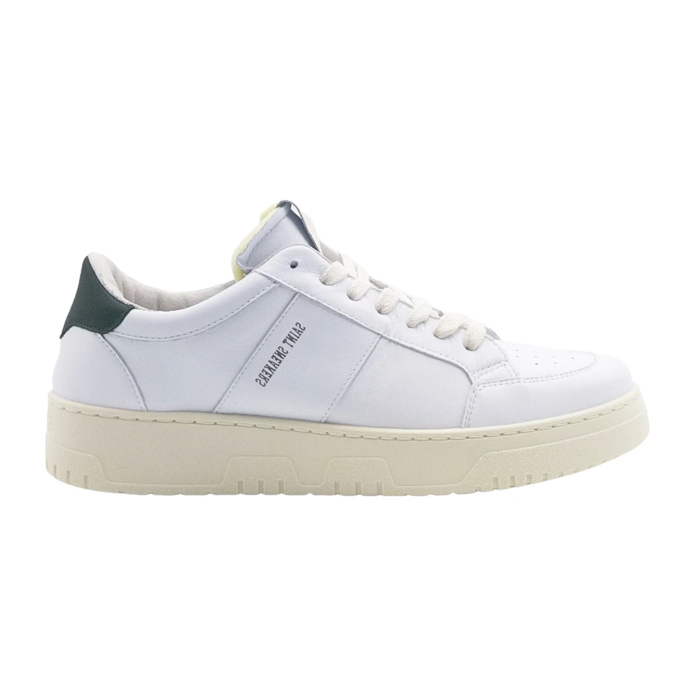 Saint Sneakers Vita Läder Grön Topp Sneakers White, Herr