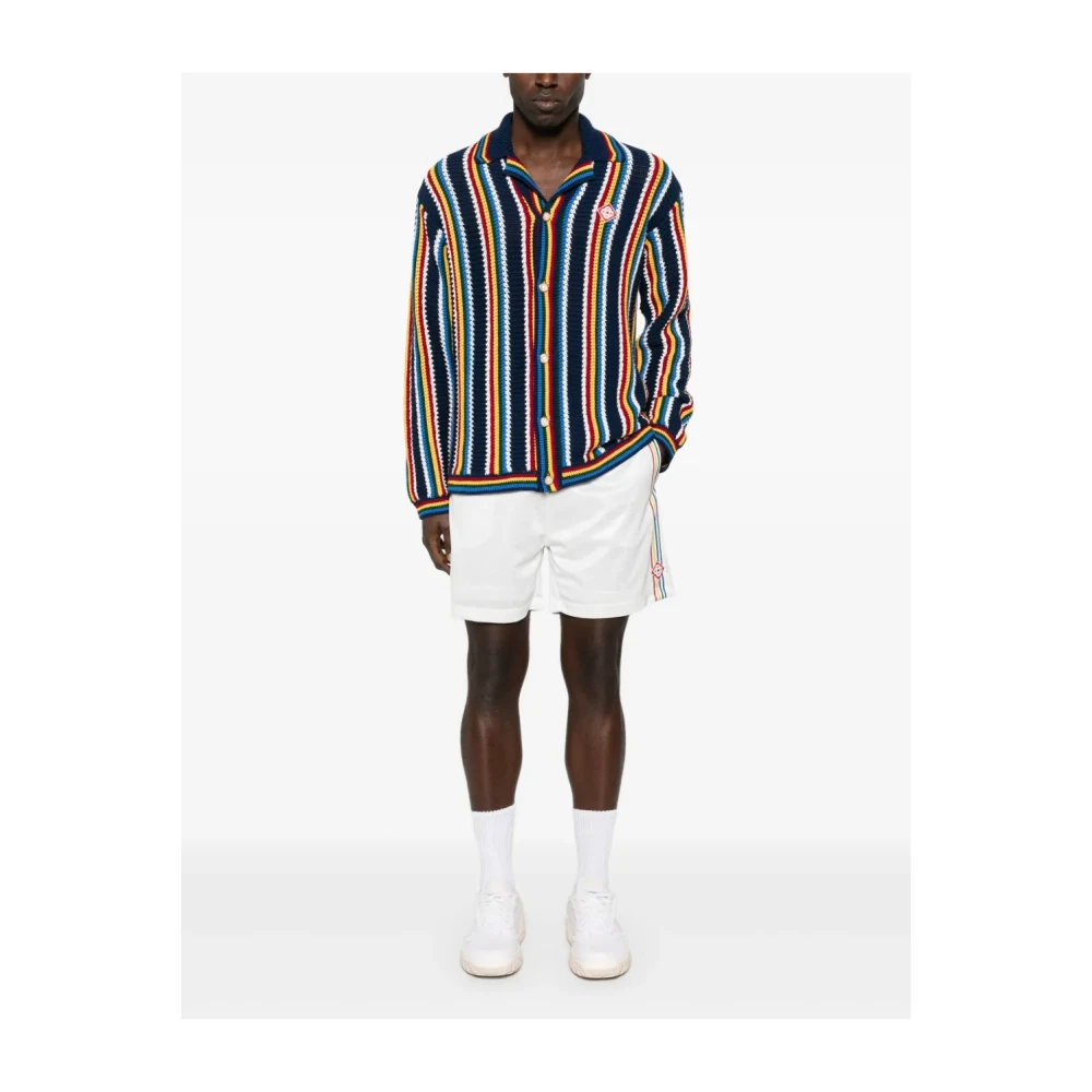 Casablanca Monogram Jacquard Side Stripe Shorts White Heren