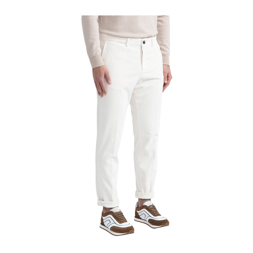 PESERICO Katoenen ribfluwelen chino's White Heren