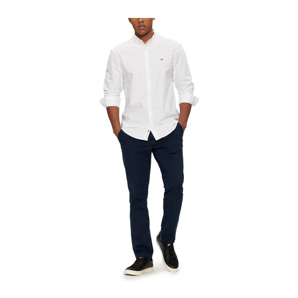 Tommy Jeans Katoenen Lange Mouw Shirt Herfst Winter Collectie White Heren