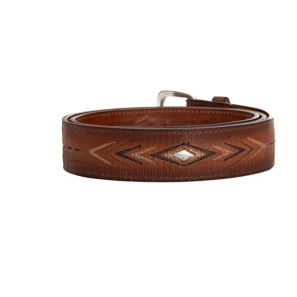 Orciani Bruin Leren Riem met Sheffield Gesp Brown Heren