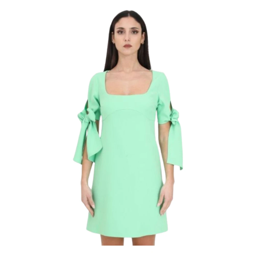pinko Groene bloemen mini-jurk met strik Green Dames