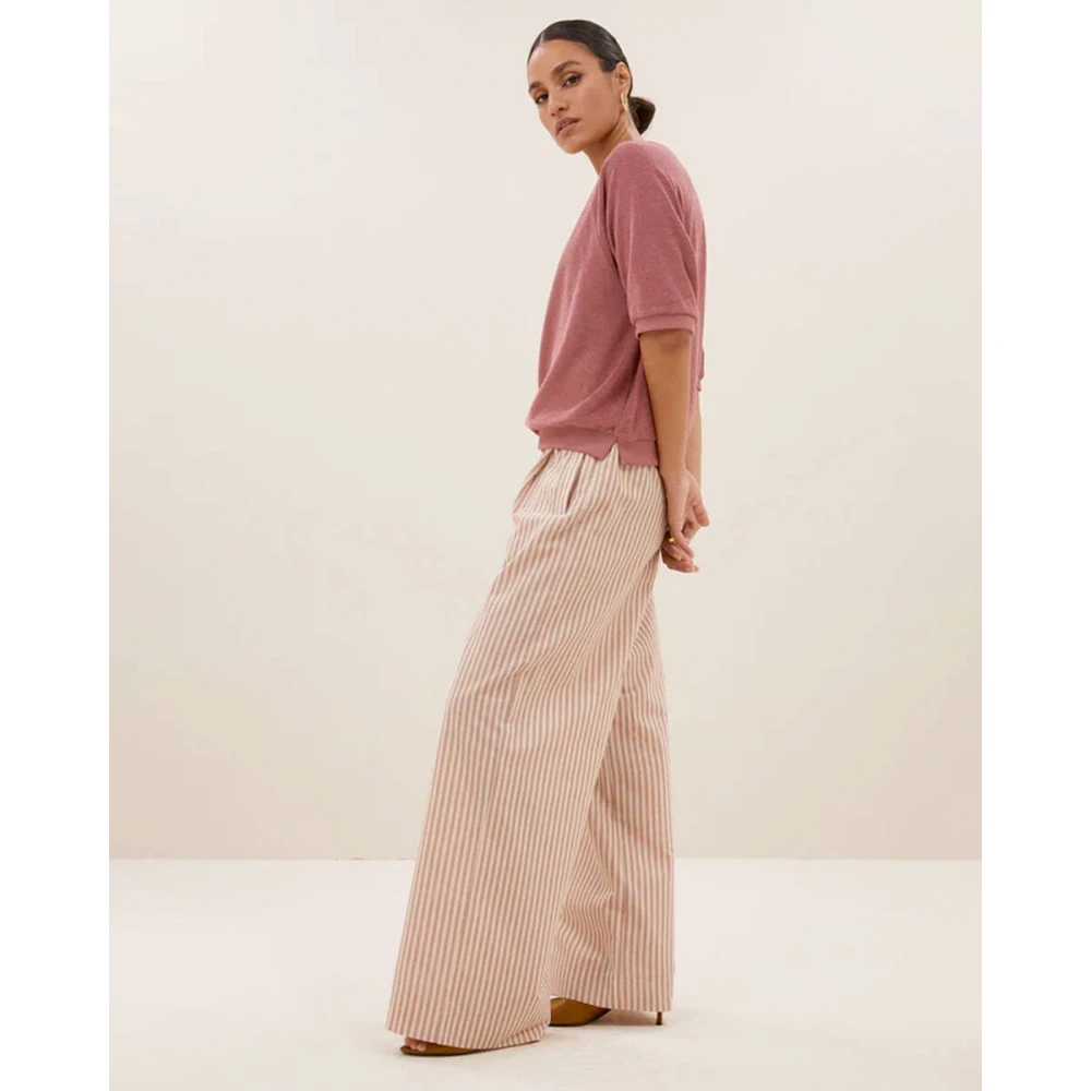 By-Bar Korte Mouw Slub Top Purple Dames