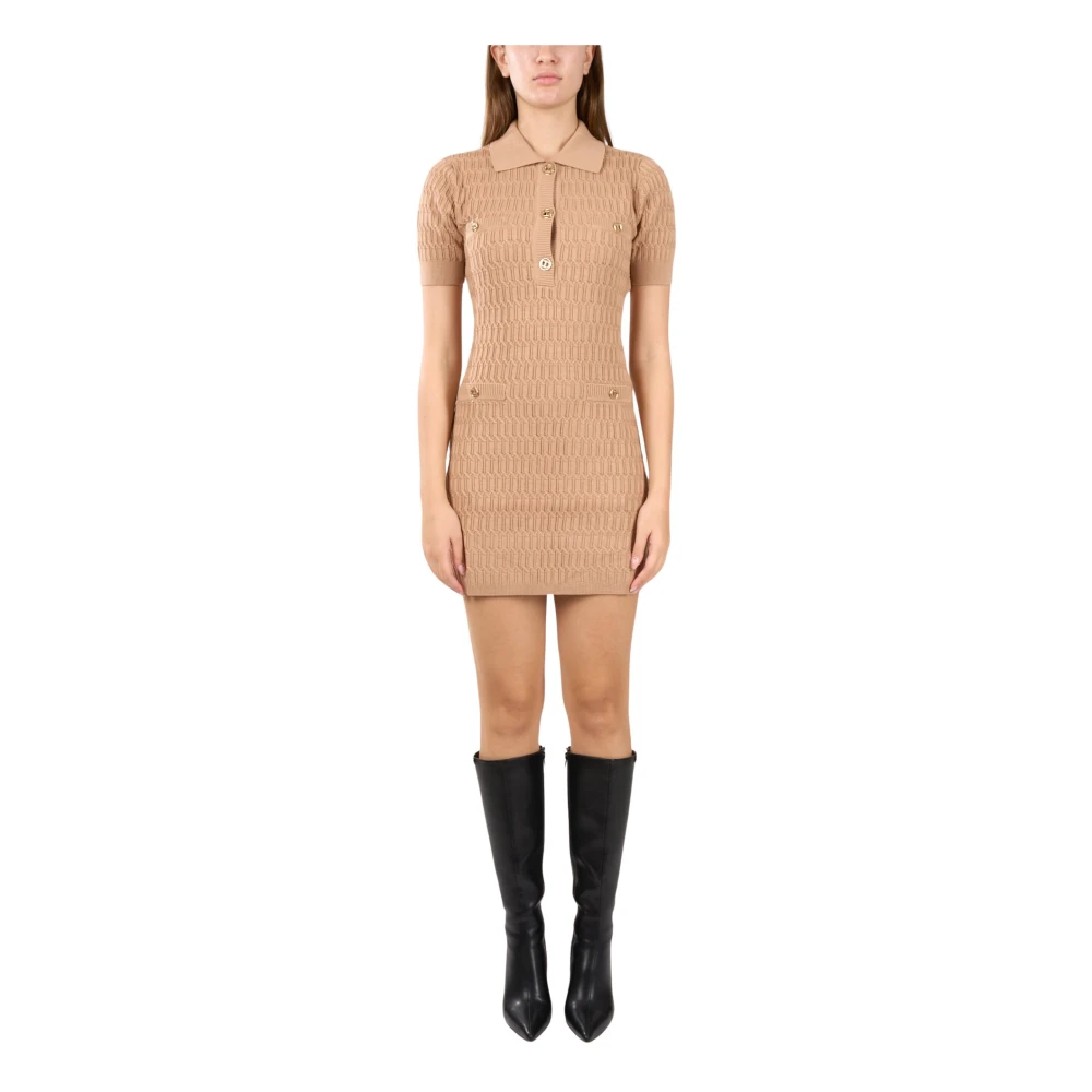 Twinset Mini gebreide jurk met knoopdetails Beige Dames