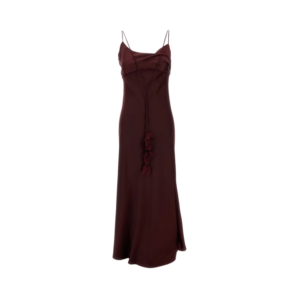 Self Portrait Women's Red Satin Flower Midi Dress