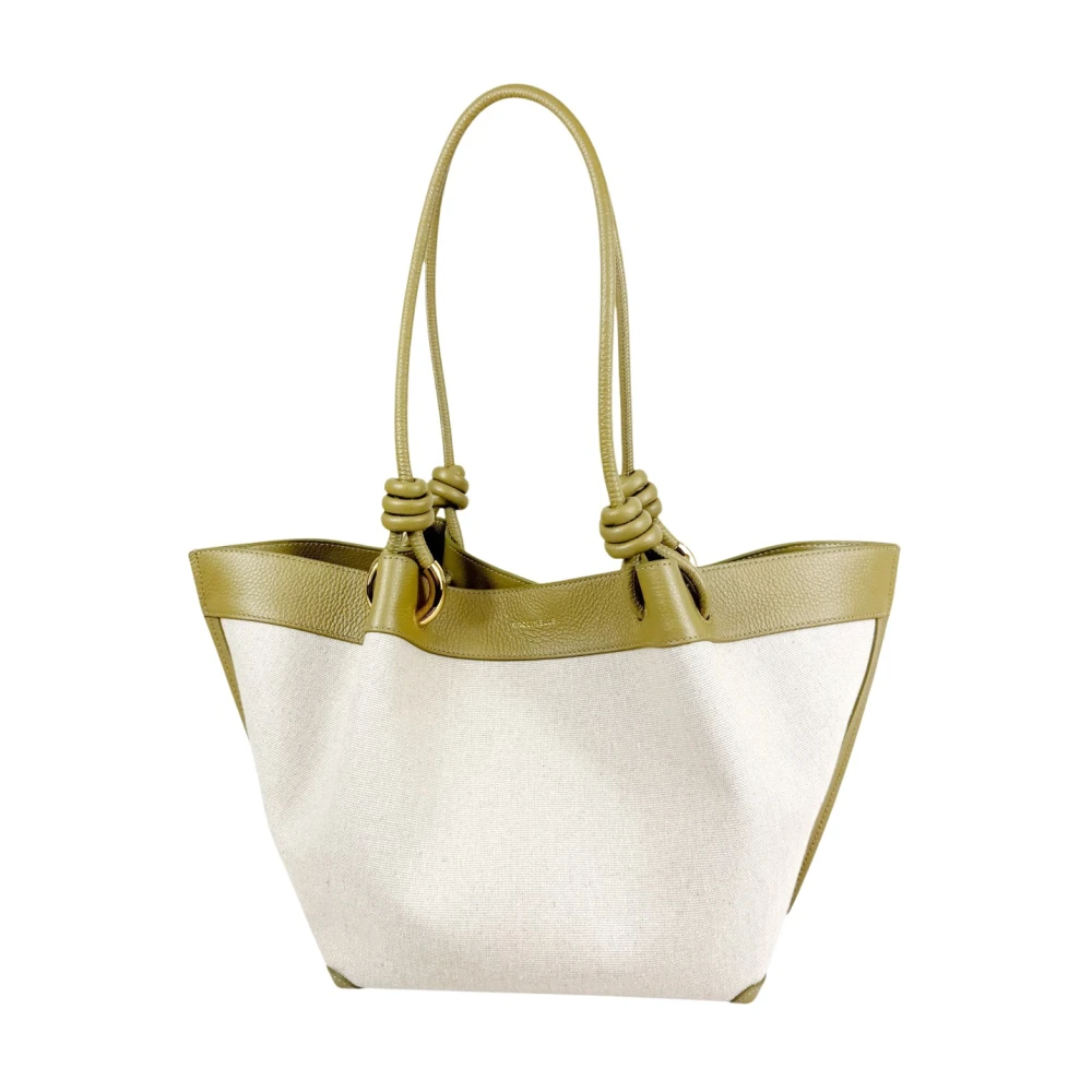 Coccinelle Women's White Shopping Bags, One Size, Finn Canvas Shoulder Bag