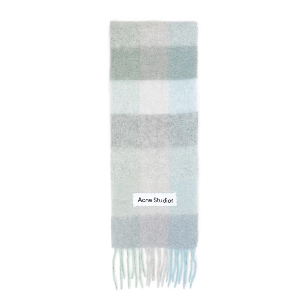 Acne Studios Grön Rutig Fransig Scarf Aw24 Multicolor, Unisex