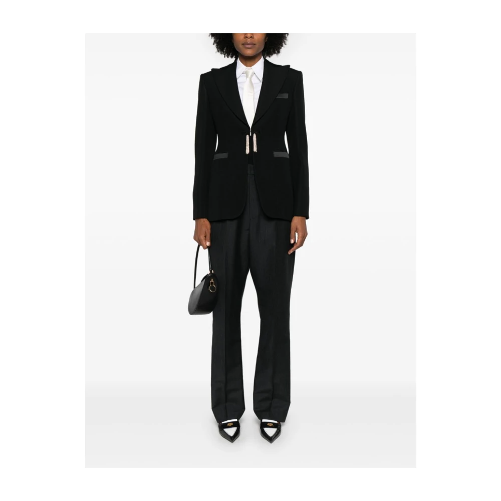Max Mara Elegante Wol Single-Breasted Zwarte Jas Black Dames