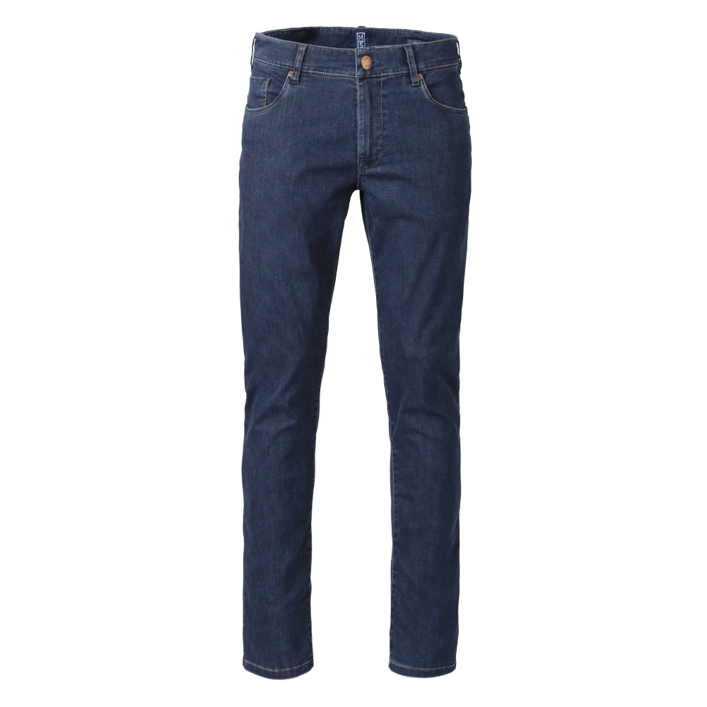 Meyer Slim Multicolor Gestikte Denim Blue Heren