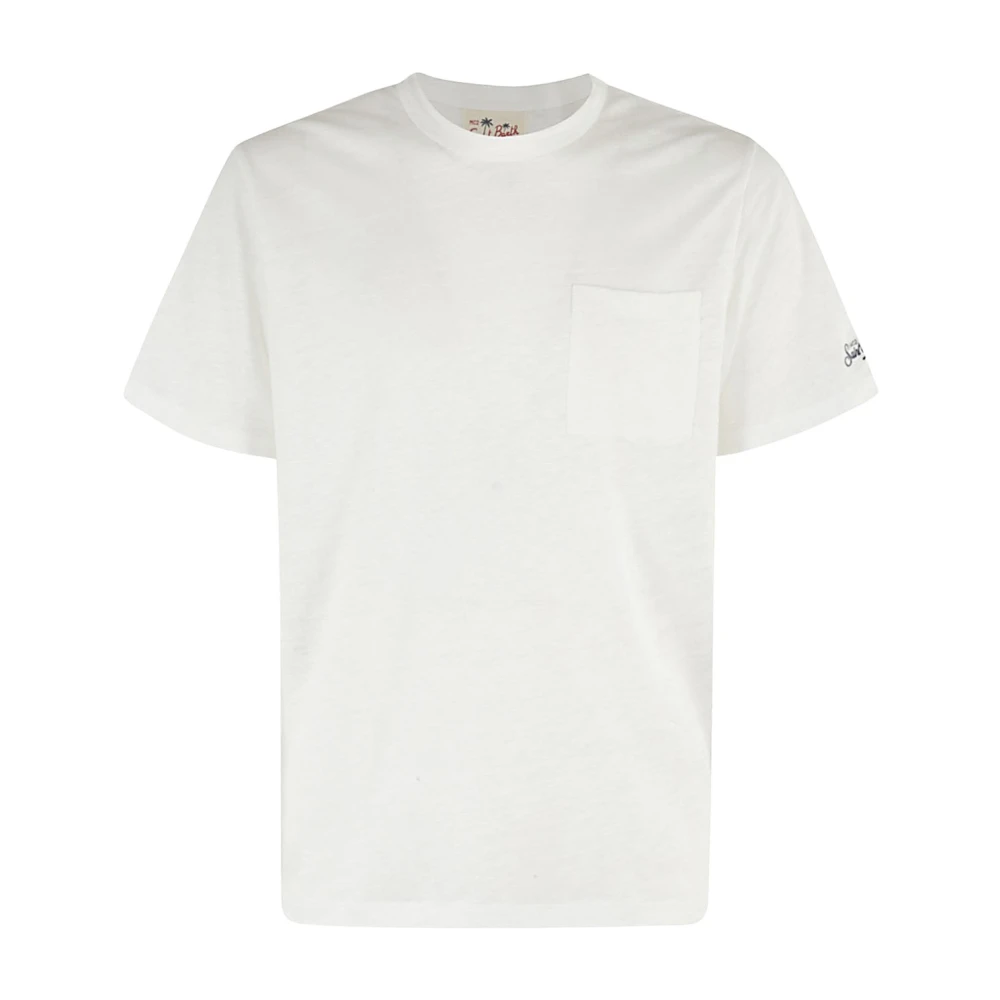 MC2 Saint Barth Linnen T-shirt met voorzak White Heren