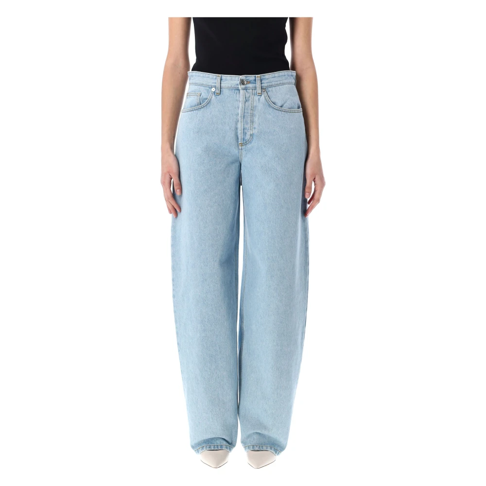 Mugler Blauwe Lace-Up Wide Leg Jeans Blue Dames