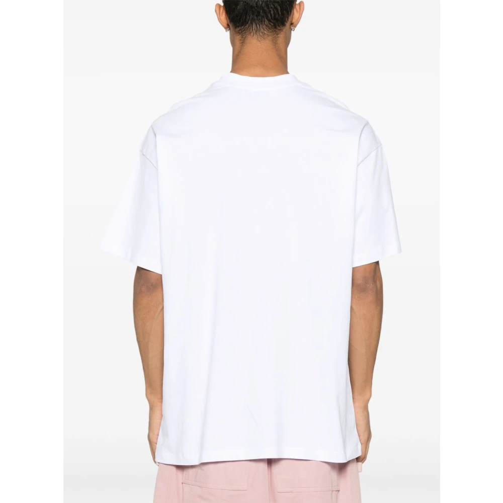 Msgm Wit Katoenen T-shirt met Logo White Heren