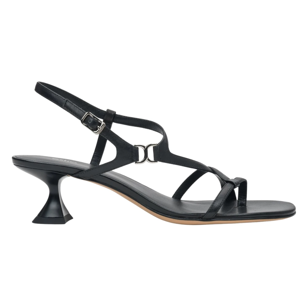 Estro Black Funnel Heel Woven-Strap Sandals - Female - High Heel Sandals - 4 Uk - Shoes