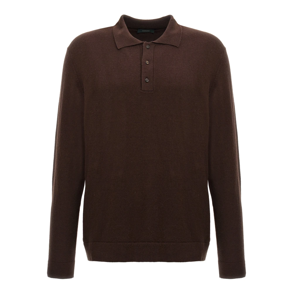 Zanone Men's Brown Cashmere Wool Polo Shirt