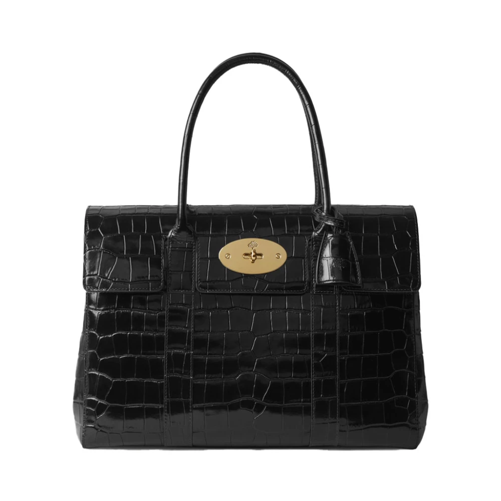 Mulberry Zwarte Glanzende Krokodillenschoudertas Black Dames