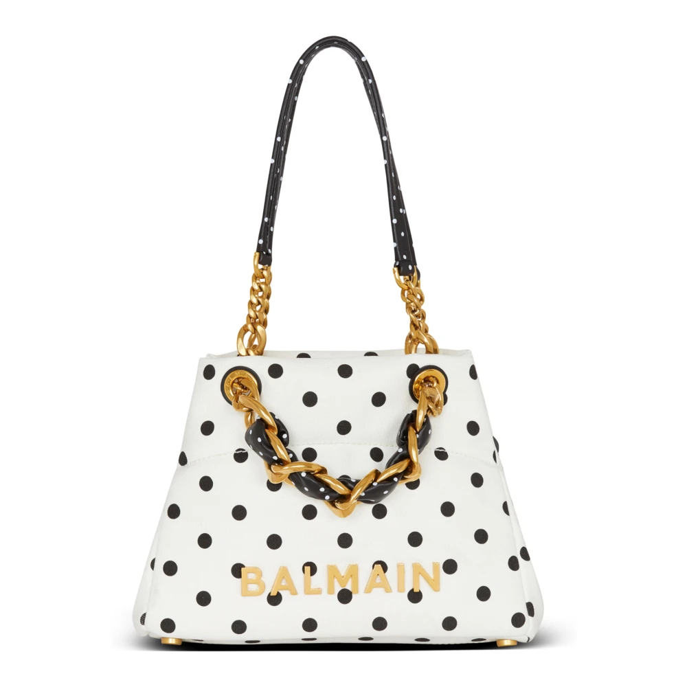 Balmain Kleine 1945 Zachte tote tas in polka dot canvas White Dames