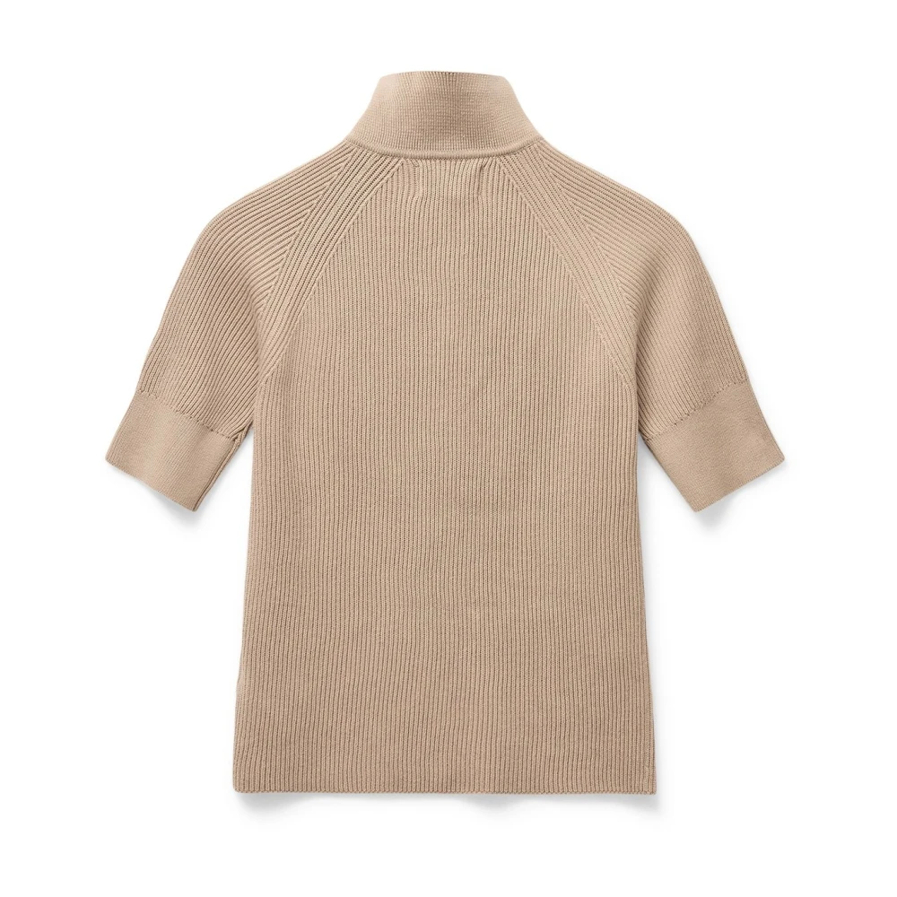 Blanche Zachte Katoenen Korte Mouw Jumper Beige Dames
