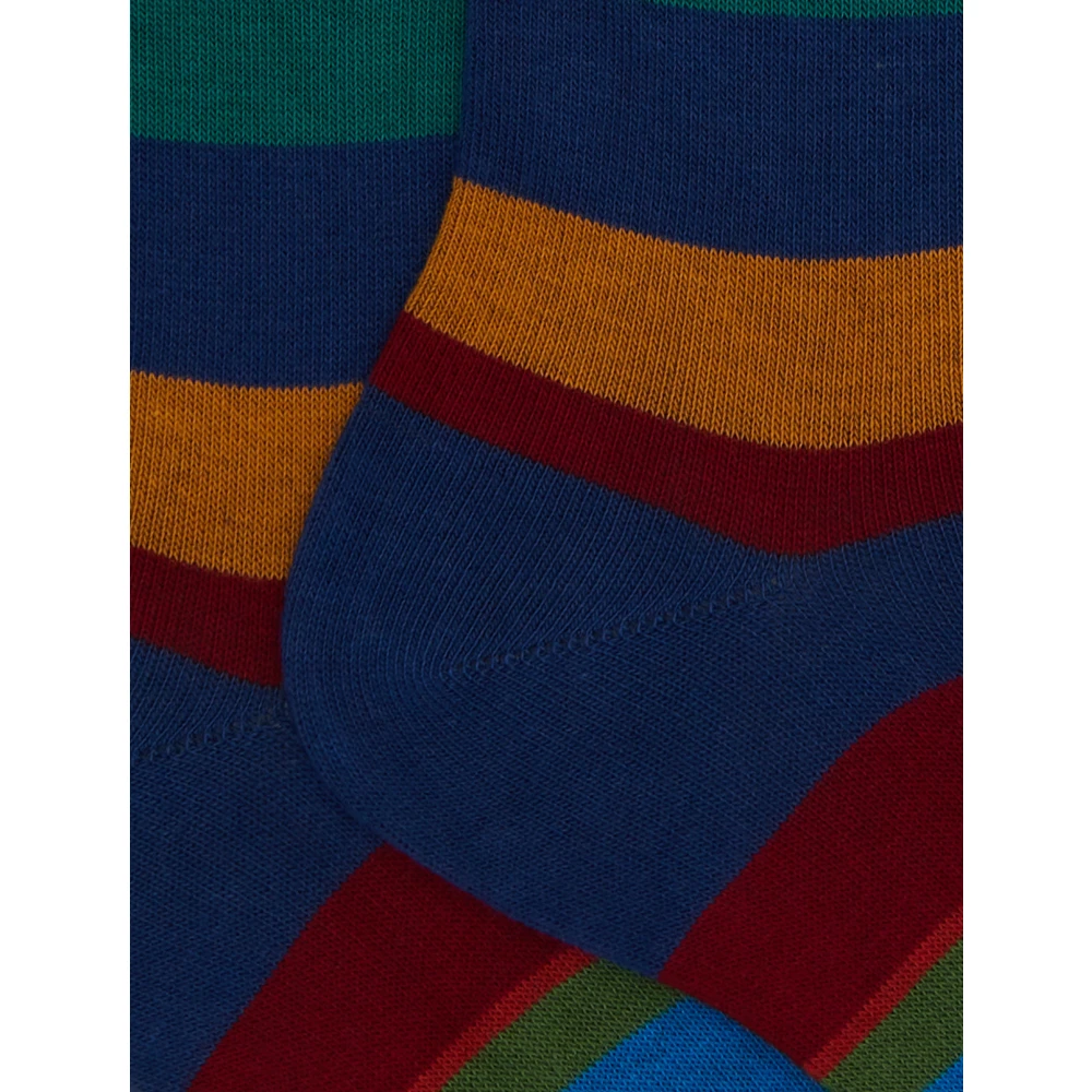 Gallo Korte blauwe katoenen sokken voor dames met veelkleurige strepen Multicolor Dames