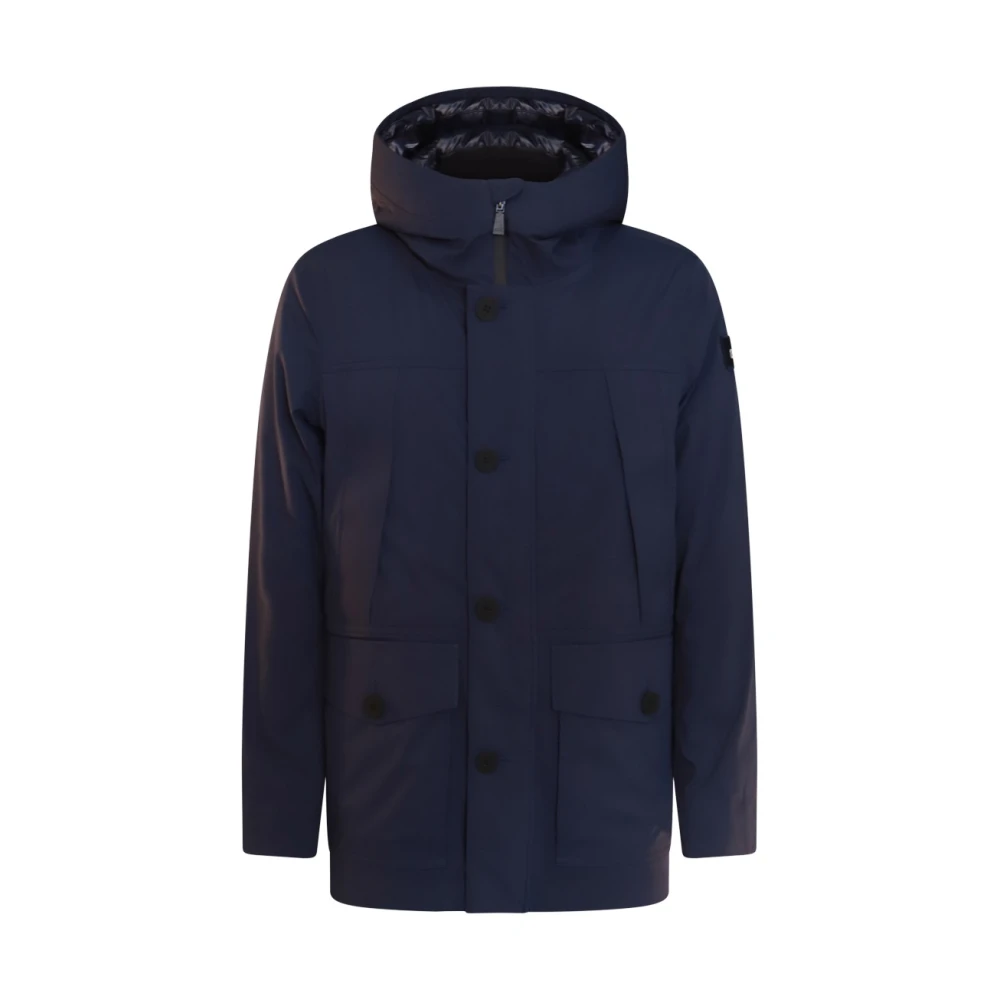 Add Blauwe jas met capuchon en zakken Blue Heren