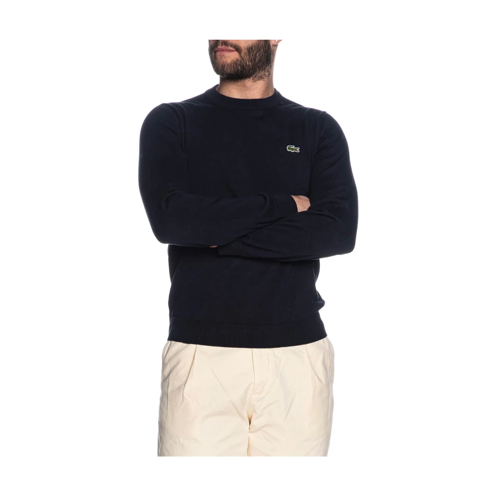 Lacoste Blauwe Sweater Klassiek Logo Geborduurd Blue Heren
